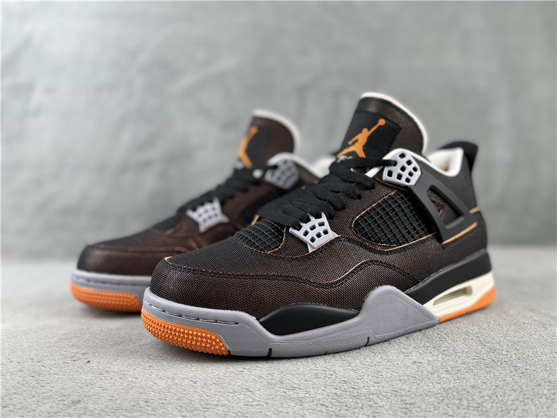 2022 Air Jordan 4 Cavans Black Orange Grey Shoes